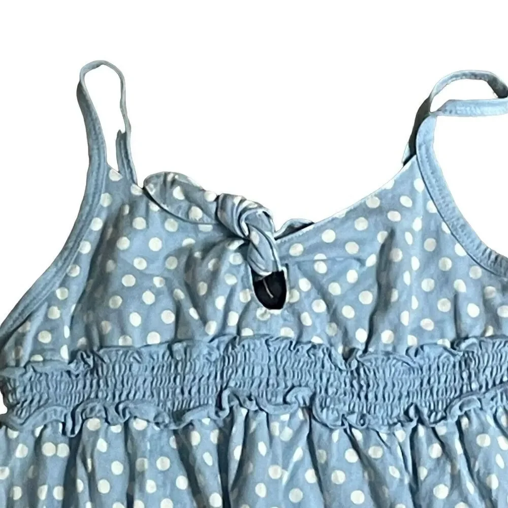 NWT Gap Girls Blue White Polka Dot Sun Dress XS 4-5 100% Cotton